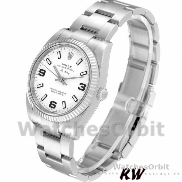 Replica Rolex Oyster Perpetual Air-King-114234 unisex, 34 mm, quadrante bianco arabo, unisex bianco