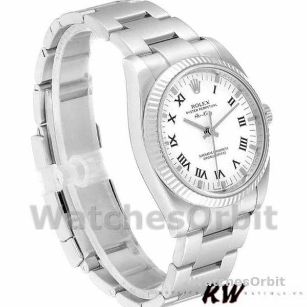 Replica Rolex Oyster Perpetual Air-King 34mm unisex-114234-Witte wijzerplaat Wit