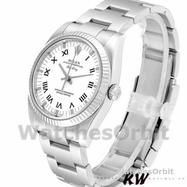 Replica Rolex Oyster Perpetual Air-King 34mm unisex-114234-Witte wijzerplaat Wit