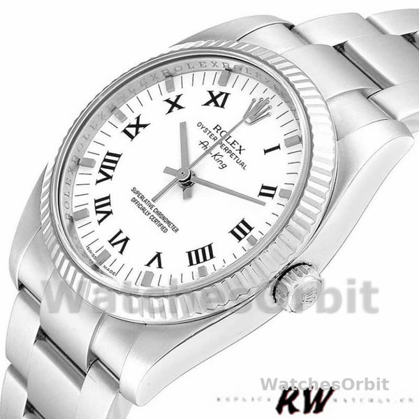 Replica Rolex Oyster Perpetual Air-King 34mm unisex-114234-Witte wijzerplaat Wit