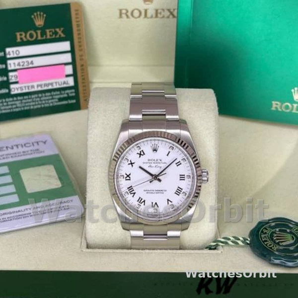 Rolex Oyster Perpetual Air-King 114234 White Diamond Dial 34mm Unisex Replica Watch