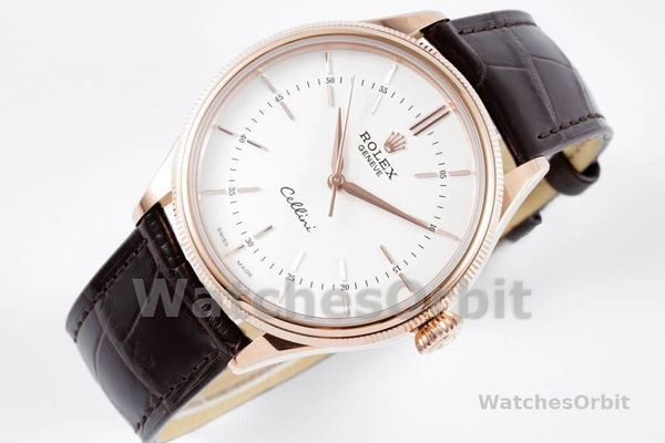 Replica Rolex Cellini-50505 0020 da uomo, 39 mm, bianco