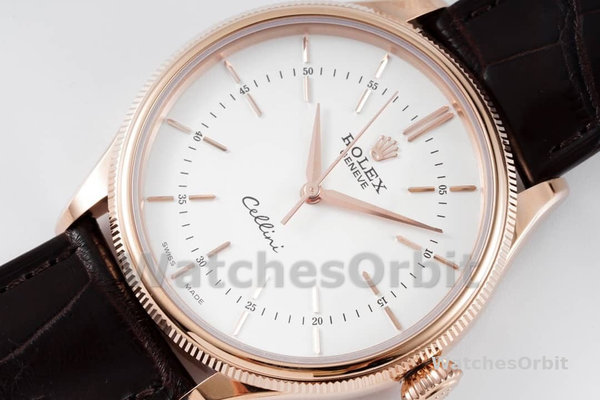 Replica Rolex Cellini-50505 0020 da uomo, 39 mm, bianco