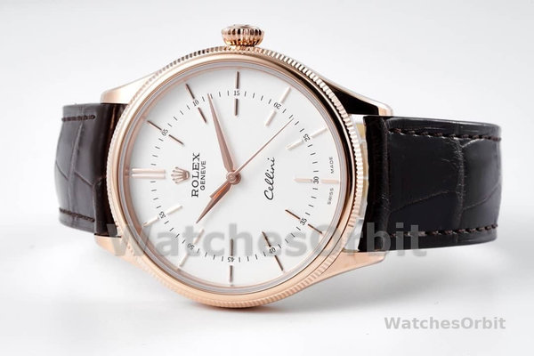 Replica Rolex Cellini-50505 0020 da uomo, 39 mm, bianco