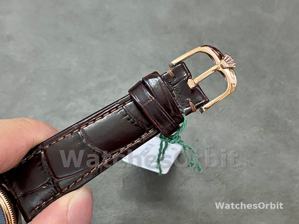 Replica Rolex Cellini Date 39mm Heren-50515-Bruin Leer-Zwarte Index Wijzerplaat Zwart