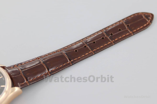 Replica Rolex Cellini Date 39mm Heren-50515-Bruin Leer-Zwarte Index Wijzerplaat Zwart