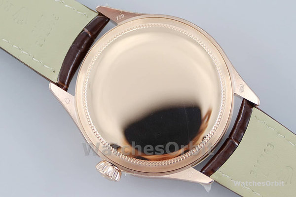 Replica Rolex Cellini Date 39mm Heren-50515-Bruin Leer-Zwarte Index Wijzerplaat Zwart