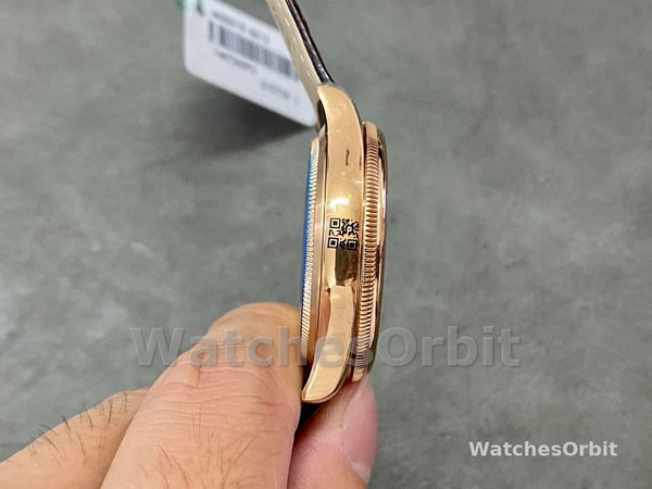 Replica Rolex Cellini Date 39mm Heren-50515-Bruin Leer-Zwarte Index Wijzerplaat Zwart