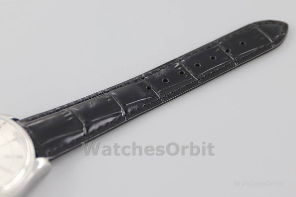Rolex Cellini Date 50519 Black Leather Silver Dial 39mm Mens Replica Watch