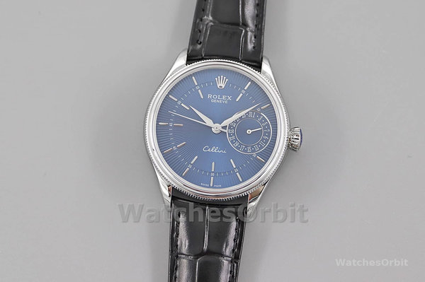 Rolex Cellini Date 50519 Blue Dial Blue Leather Strap 39MM Mens Replica Watch