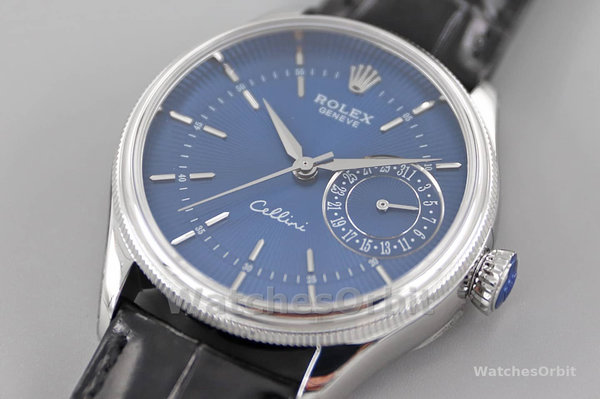 Rolex Cellini Date 50519 Blue Dial Blue Leather Strap 39MM Mens Replica Watch