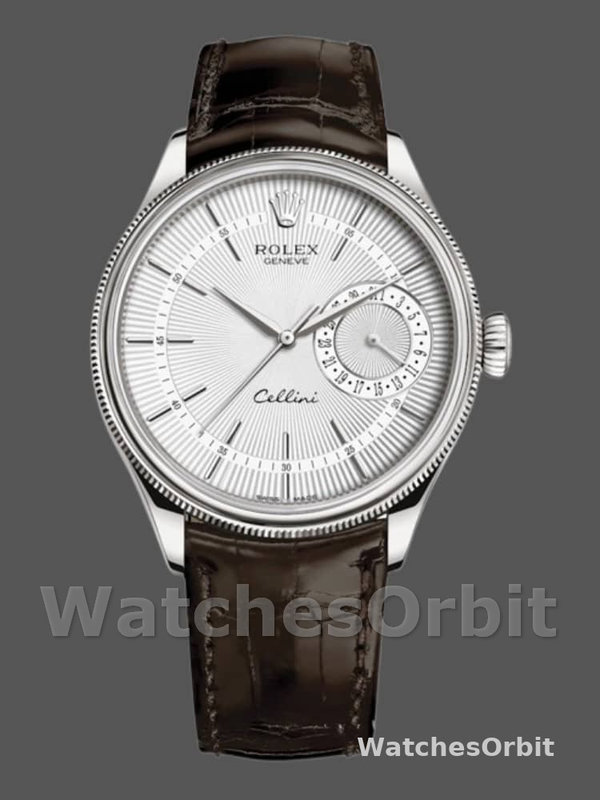 Rolex Cellini Date 50519 Brown Leather Silver Dial 39mm Mens Replica Watch