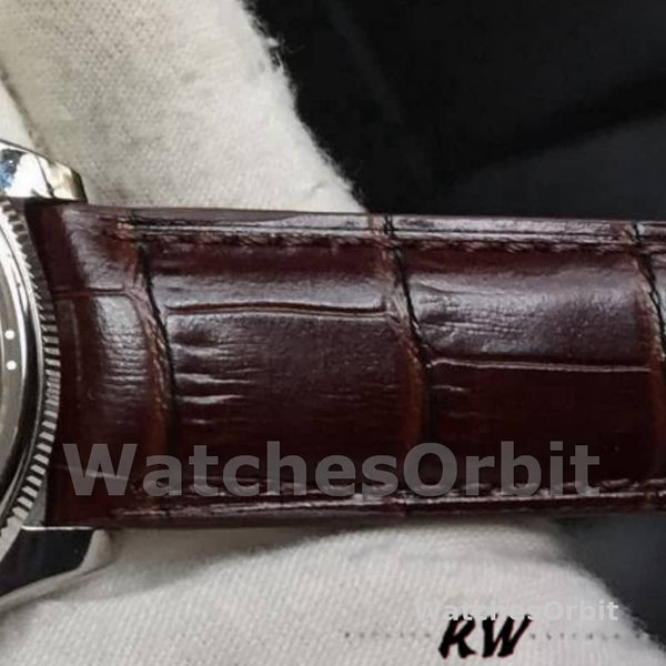 Rolex Cellini Date 50519 Brown Leather Silver Dial 39mm Mens Replica Watch