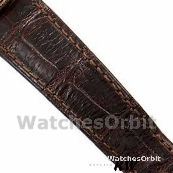 Mens Rolex Cellini Dual Time 39mm Mens-50529-Silver Dial-Brown Strap Silver<br /> Replica Image