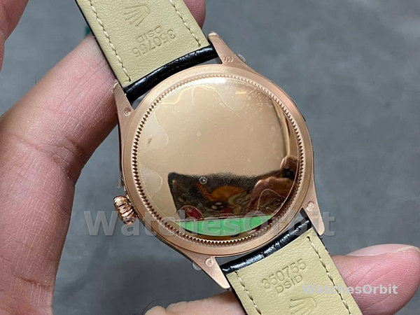 Replica Rolex Cellini Time 39mm Heren-50505-Zwarte Lederen Band-Zwarte Wijzerplaat Zwart