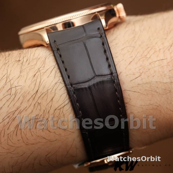 Replica Rolex Cellini Time 39mm Heren-50505-Bruin Leren Band-Witte Wijzerplaat Wit
