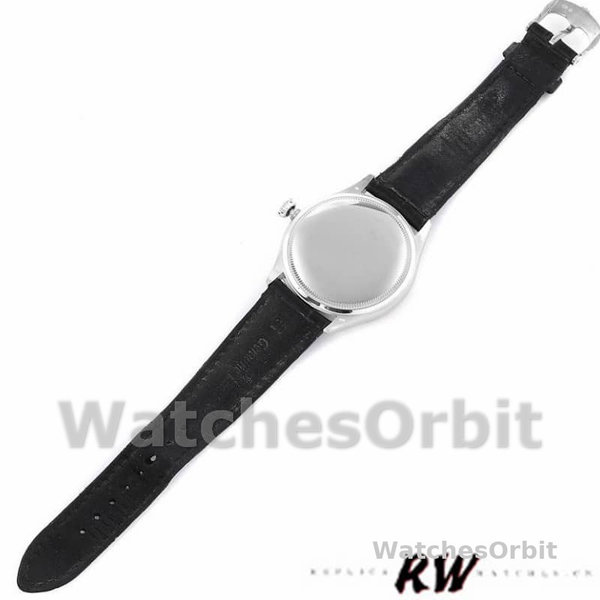 Replica Rolex Cellini Time 39mm Heren-50509-Zwarte Lederen Band-Zwarte Wijzerplaat Zwart