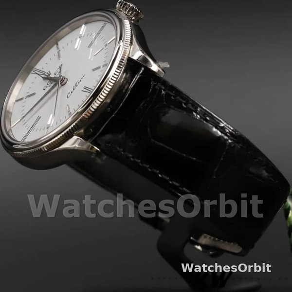 Rolex Cellini Time 50509 Black Leather Strap White Dial 39mm Mens Replica Watch