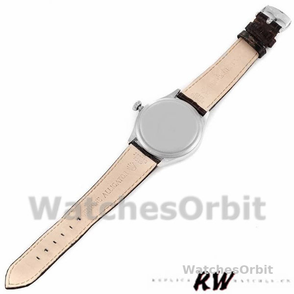 Replica Rolex Cellini Time 39 mm Uomo-50509-Cinturino in pelle marrone-Comparto nero Nero