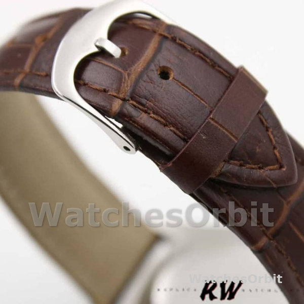 Replique Hommes Rolex Cellini Time 39mm Hommes-50509-bracelet cuir brun-cadran blanc Blanc