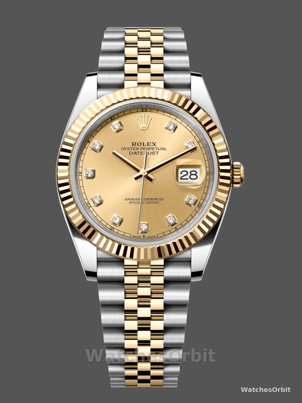 2022 Rolex Datejust Champagne Diamond Dial Two Tone M126333-0012 41mm Mens Replica Watch