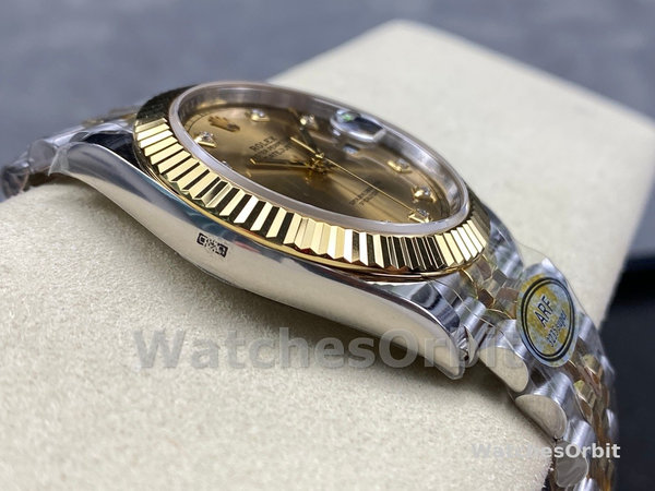 Replica Rolex Datejust 41mm Heren-M126333-0012-Champagne Diamanten Wijzerplaat-Twee Tinten Geelgoud