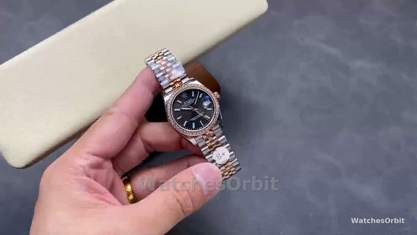 Replica Dames Rolex Datejust 31-278381RBR 0018, Donker Rhodium Wijzerplaat