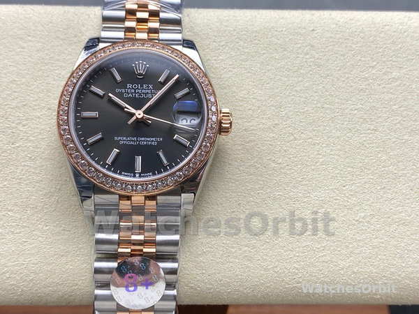 Replica Dames Rolex Datejust 31-278381RBR 0018, Donker Rhodium Wijzerplaat
