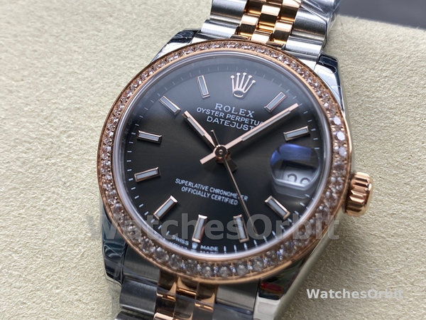 Replica Dames Rolex Datejust 31-278381RBR 0018, Donker Rhodium Wijzerplaat