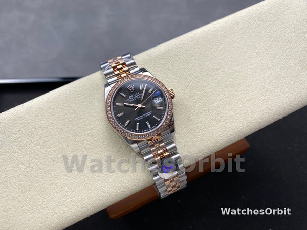 Replica Dames Rolex Datejust 31-278381RBR 0018, Donker Rhodium Wijzerplaat