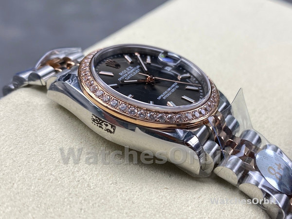 Replica Dames Rolex Datejust 31-278381RBR 0018, Donker Rhodium Wijzerplaat