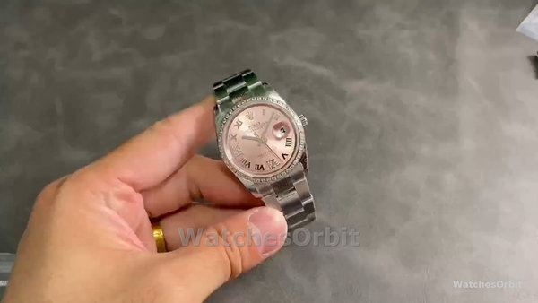 Replica Dames Rolex Datejust 36-126284RBR 0024, Roze Romeinse Wijzerplaat, Diamant, Romeinse Cijferige Uurmarkeringen in Roze Wijzerplaat