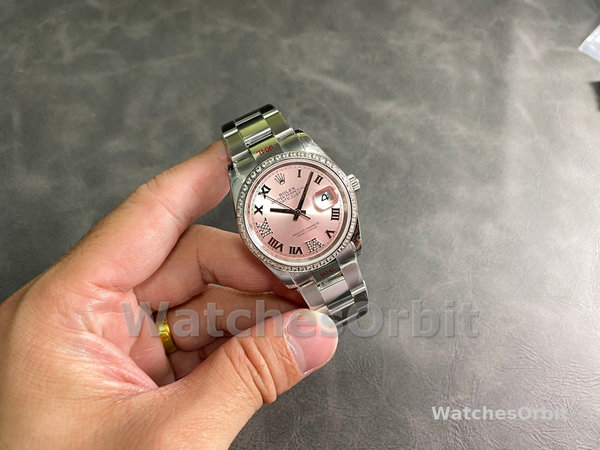 Replica Rolex Datejust 36 126284RBR 0024 Pink Roman Diamond Dial Lady Watch