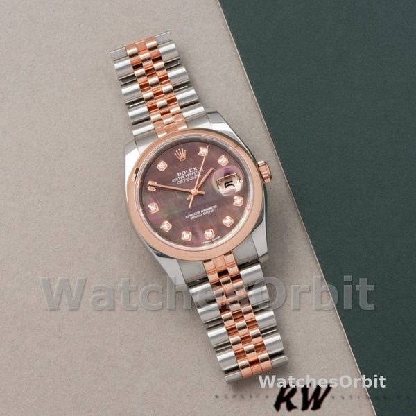 Replica Rolex Datejust 36mm Unisex-116201-Zwarte Parelmoer Wijzerplaat MOP