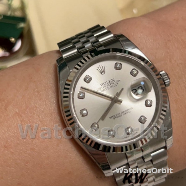 Unisex's Rolex Datejust 36mm Unisex-116234-0084-Silver-Diamond Dial Silver Diamond