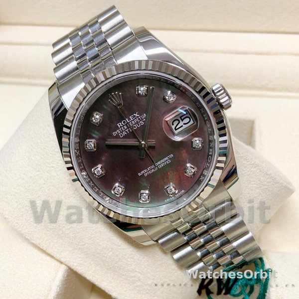 Unisexs Rolex Datejust 36mm Unisex-116234-Black MOP-Diamond Dial Black MOP Diamond Replica Image