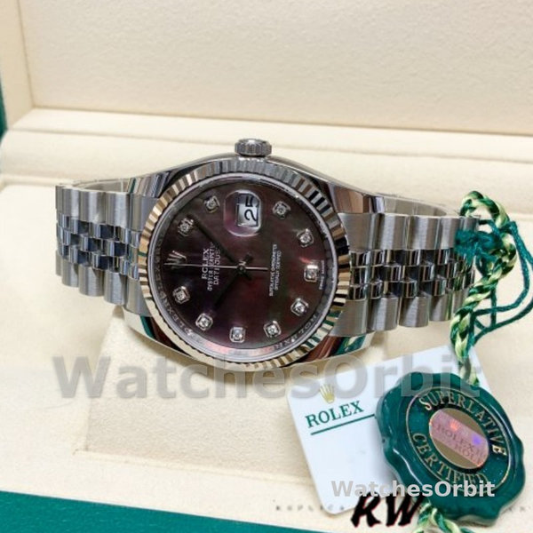 Unisexs Rolex Datejust 36mm Unisex-116234-Black MOP-Diamond Dial Black MOP Diamond Replica Image