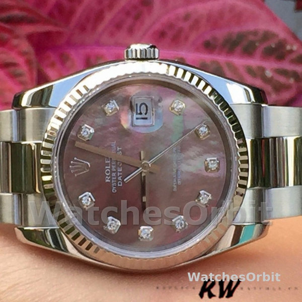 Replica Unisex's Rolex Datejust 36mm Unisex-116234-Zwart MOP-Diamant Dial-Automatic Zwart MOP Diamant