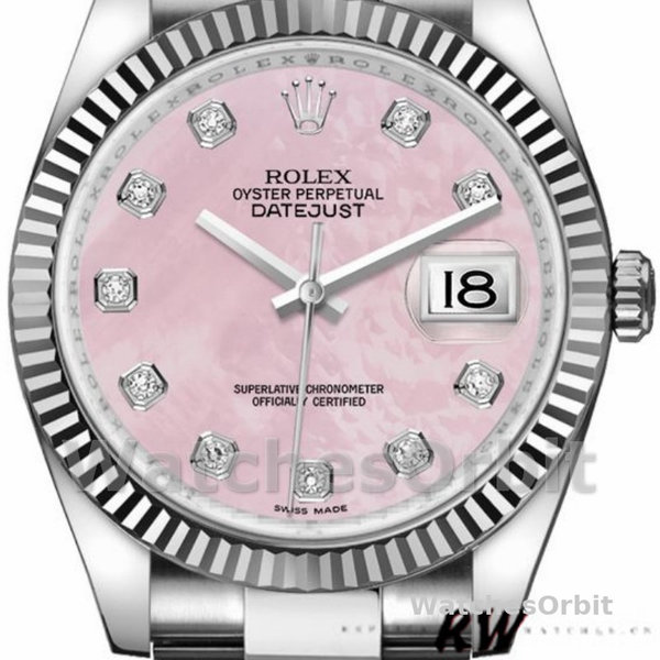 Replica Rolex Datejust 36 mm Donna-116234-Mother of Pearl-Diamante rosa Quadrante rosa MOP Diamanti