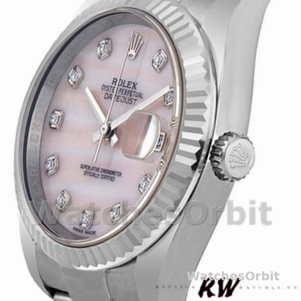 Replica Rolex Datejust 36 mm Donna-116234-Mother of Pearl-Diamante rosa Quadrante rosa MOP Diamanti