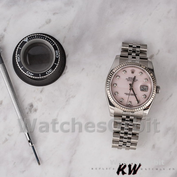 Womens Rolex Datejust 36mm Womens-116234-Pink MOP-Diamonds Dial Pink MOP Diamonds Replica Image