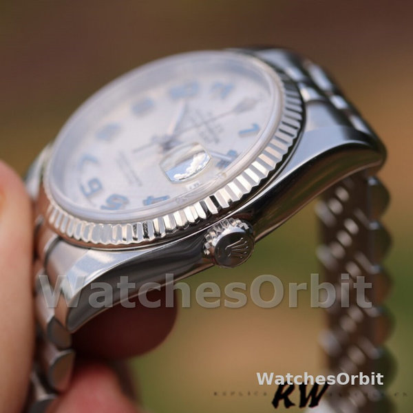 Replica Rolex Datejust 36mm Unisex-116234-Zilveren wijzerplaat-Blauwe Arabische cijfers Uurmarkeringen Zilver