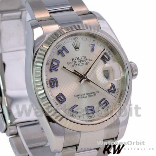 Replica Rolex Datejust 36mm Unisex-116234-Ghiera argentata Quadrante argentato-Ghiera scanalata Argento