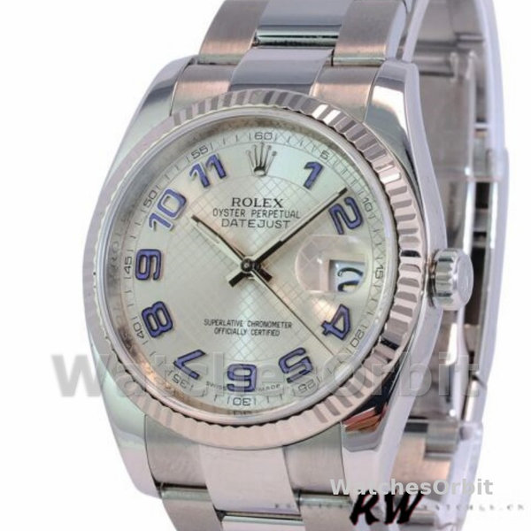 Replica Rolex Datejust 36mm Unisex-116234-Ghiera argentata Quadrante argentato-Ghiera scanalata Argento