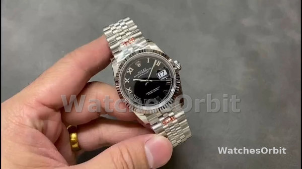 Men's Rolex Datejust 36mm Men's-116234-Stainless Steel-Fluted Bezel-Black Roman Dial Black