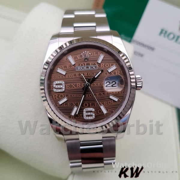 Unisex's Rolex Datejust 36mm Unisex-116234-Waves-Bronze Diamond Dial Waves Bronze Diamonds