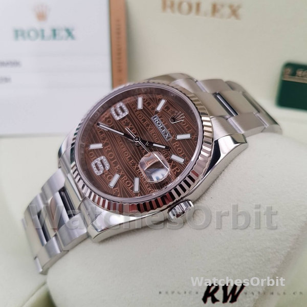 Replica Rolex Datejust 36mm Unisex-116234-Waves-Bronze Diamond Dial Golven Bronzen Diamanten