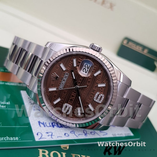 Replica Rolex Datejust 36mm Unisex-116234-Waves-Bronze Diamond Dial Golven Bronzen Diamanten