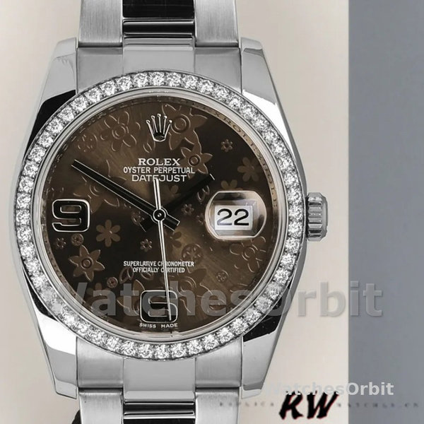 Replica Rolex Datejust 36mm Unisex-116244-Bronze Floral Arabic Diamond Dial Brons