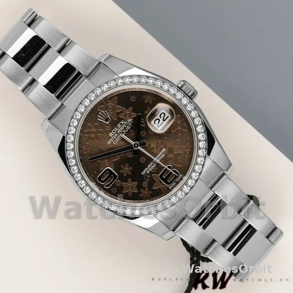 Replica Rolex Datejust 36mm Unisex-116244-Bronze Floral Arabic Diamond Dial Brons